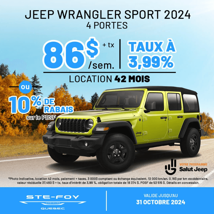 Jeep Wrangler 2024 prix location